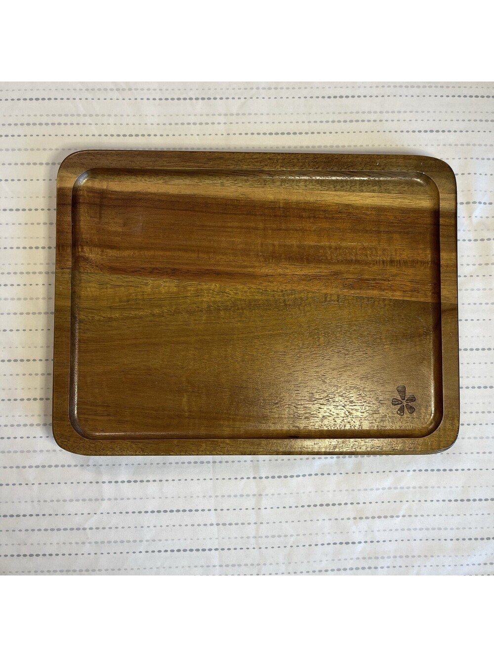 Wood Serving Tray 10”x8” Rectangle Decorative Platter Home Kitchen Table Brown